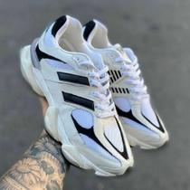 Tenis Academia Esportivo Corrida NewB 906 Envio 24hrs branco Prata Preto