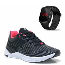 Tênis Academia Feminino Caminhada + Relógio Digital LED Esportivo - It Shoes
