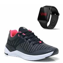 Tênis Academia Feminino Caminhada + Relógio Digital LED Esportivo