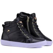 Tênis Academia Sneaker Feminino Couro Conforto Academia