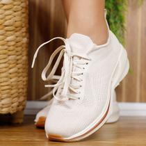 Tênis Actvitta Esportivo Feminino Leve Knit Malhar 4839.202 Cor:Branco OffTamanho:36