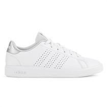 Tênis Adidas Advantage Base 2.0 Branco e Prata Metálico - Feminino