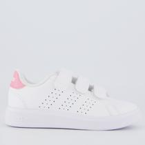 Tênis Adidas Advantage Base 2.0 CF Infantil Branco e Rosa