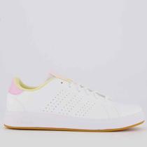 Tênis Adidas Advantage Base Feminino Branco e Amarelo Tênis Adidas Advantage Base Feminino Branco e Amarelo