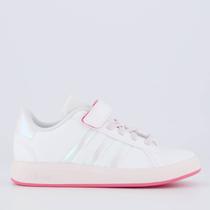 Tênis Adidas Grand Court 2.0 EL Infantil Branco e Rosa Claro
