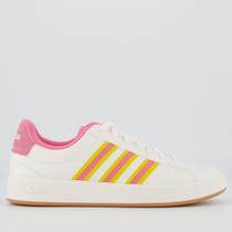 Tênis Adidas Grand Court 3.0 Feminino Branco Amarelo e Rosa Tênis Adidas Grand Court 3.0 Feminino Branco Amarelo e Rosa