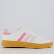 Tênis Adidas Grand Court Base 2.0 Branco e Rosa Feminino Tênis Adidas Grand Court Base 2.0 Branco e Rosa Feminino