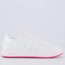 Tênis Adidas Grand Court Juvenil Branco e Rosa