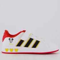 Tênis Adidas Grand Court Mickey Juvenil Branco e Amarelo Tênis Adidas Grand Court Mickey Juvenil Branco e Amarelo