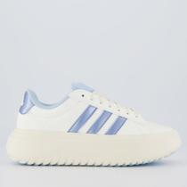 Tênis Adidas Grand Court Plataform Feminino Off White e Azul Tênis Adidas Grand Court Plataform Feminino Off White e Azul
