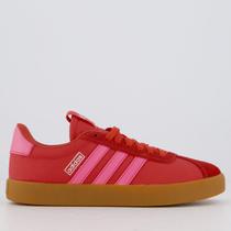 Tênis Adidas VL Court 3.0 Vermelho e Rosa Feminino