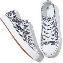 Tênis Adokoo Canvas Low Top Casual para mulheres, branco e bege Tênis Adokoo Canvas Low Top Casual para mulheres, branco e bege