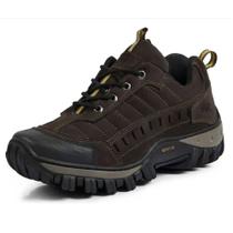 Tenis Adventure Masculino Couro Nobuck Trekking Palmilha EVA Macia Sola Borracha Tratorada