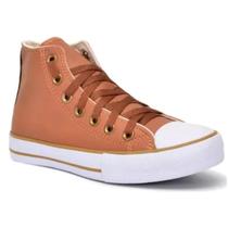 Tenis All Feminino Cano alto Star caramelo couro - start evolution