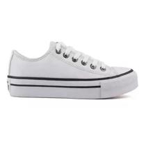 Tenis All Feminino Cano Baixo Star Authentic plataforma couro branco - start evolution