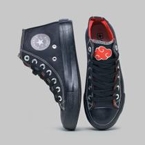 Tenis All Feminino Star Naruto Cano Alto Black Red Hi Ct 821Bo