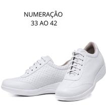 Tênis Anabela Feminino Casual Sapatenis Branco Confortável Enfermagem 911