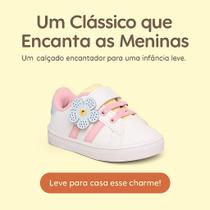 Tênis Baby Feminino Menina Branco Elástico Tiras Detalhe Flor Confortável Tênis Baby Feminino Menina Branco Elástico Tiras Detalhe Flor Confortável