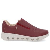 Tênis Básico Slip On Vermelho Couro Elástico