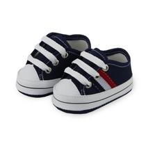 Tênis Bebê Soffete Faixas Azul Marinho
