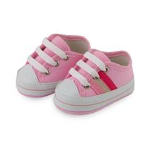 Tênis Bebê Soffete Faixas Rosa Tênis Bebê Soffete Faixas Rosa
