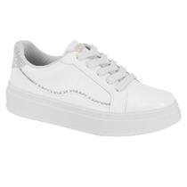 Tênis Beira Rio Feminino Glitter- Branco/ Prata