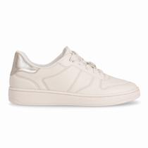 Tênis Beta Salto Baixo Off White com Ouro
