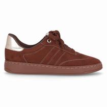 Tênis Beta Salto Baixo Pinhao com Ouro