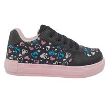 Tênis Black Feminino Infantil Sapato Menina Juvenil Presente Aniversário Macio Estiloso Leve Escolar Jogging Shoes Kids Coração Tênis Black Feminino Infantil Sapato Menina Juvenil Presente Aniversário Macio Estiloso Leve Escolar Jogging Shoes Kids Coração