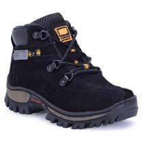 Tenis Bota Couro Legitimo Infantil Coturno Adventure Preto