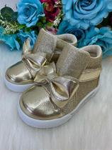 Tênis Bota Encanto de Criança com Lacinho Dourado e Glitter - Rebeca