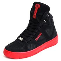 Tênis Bota Sneaker Unissex Academia Cano Alto Camurça Resistente Confortável