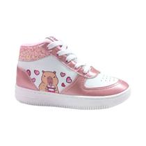 Tênis Botinha Casual Capivara Infantil Menina Mini Pé Branco / Rosa Bebê 33 Tênis Botinha Casual Capivara Infantil Menina Mini Pé Branco / Rosa Bebê 33