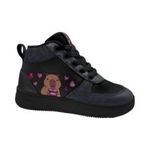 Tênis Botinha Casual Capivara Infantil Menina Mini Pé Preto / Preto 31 Tênis Botinha Casual Capivara Infantil Menina Mini Pé Preto / Preto 31