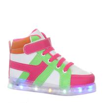 Tenis Botinha Com Luz Led Brilhante que Pisca e Brilha Color Infantil Menina