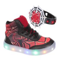 Tenis Botinha de Led Infantil Masculino Aranha Para Meninos