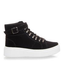 Tênis Botinha Feminino Preto Solado Alto Fivela Cano Médio Tênis Botinha Feminino Preto Solado Alto Fivela Cano Médio