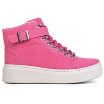 Tênis Botinha Feminino Rosa Solado Alto Fivela Cano Médio Tênis Botinha Feminino Rosa Solado Alto Fivela Cano Médio