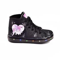 Tênis Botinha Infantil Feminino De Led Unicórnio Cano Alto