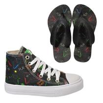 Tênis Botinha Infantil Masculina Meninos Cano Alto Personagem Aranha Gamer +Chinelo Tênis Botinha Infantil Masculina Meninos Cano Alto Personagem Aranha Gamer +Chinelo