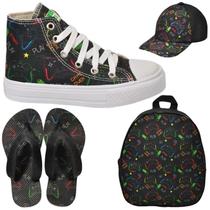 Tênis Botinha Infantil Masculina Meninos Cano Alto Personagem Aranha Gamer +Chinelo+Boné+Mochila