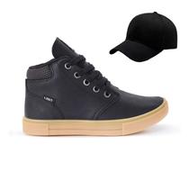 Tenis Botinha Infantil Meninos Casual Cano Alto Confortavel + Bone Tenis Botinha Infantil Meninos Casual Cano Alto Confortavel + Bone