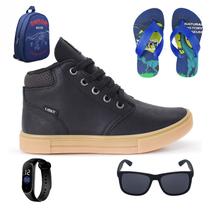 Tenis Botinha Infantil Meninos Casual Cano Alto Confortavel + Mochila Chinelo Oculos Relogio Tenis Botinha Infantil Meninos Casual Cano Alto Confortavel + Mochila Chinelo Oculos Relogio