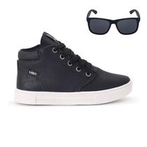 Tenis Botinha Infantil Meninos Casual Cano Alto Confortavel + Oculos