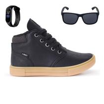 Tenis Botinha Infantil Meninos Casual Cano Alto Confortavel + Oculos Relogio