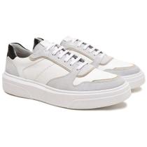 Tênis Branco Casual Masculino Sapatenis Couro Legítimo Sola Baixa Branca Conforto Extremo Leve Berganno