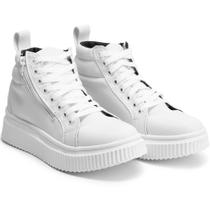 Tenis Branco Feminino Cano Medio Com Sola Plataforma Tenis Branco Feminino Cano Medio Com Sola Plataforma