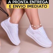 Tênis Branco Feminino Casual Conforto e Qualidade Envio Imediato