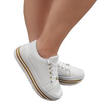 Tenis branco feminino casual plataforma confort vastigriff 3900