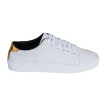 Tenis Branco Ouro Casual Feminino Estilo Dia das Mães Leve e Conforto 25 Tenis Branco Ouro Casual Feminino Estilo Dia das Mães Leve e Conforto 25
